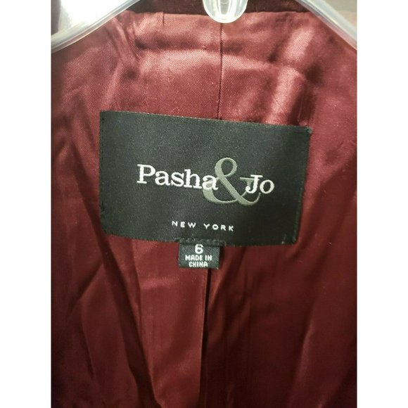 Pasha & Jo of New York Maroon Velvet Jacket Womens Sz 6, wide lapels, Beautiul! - Picture 8 of 12
